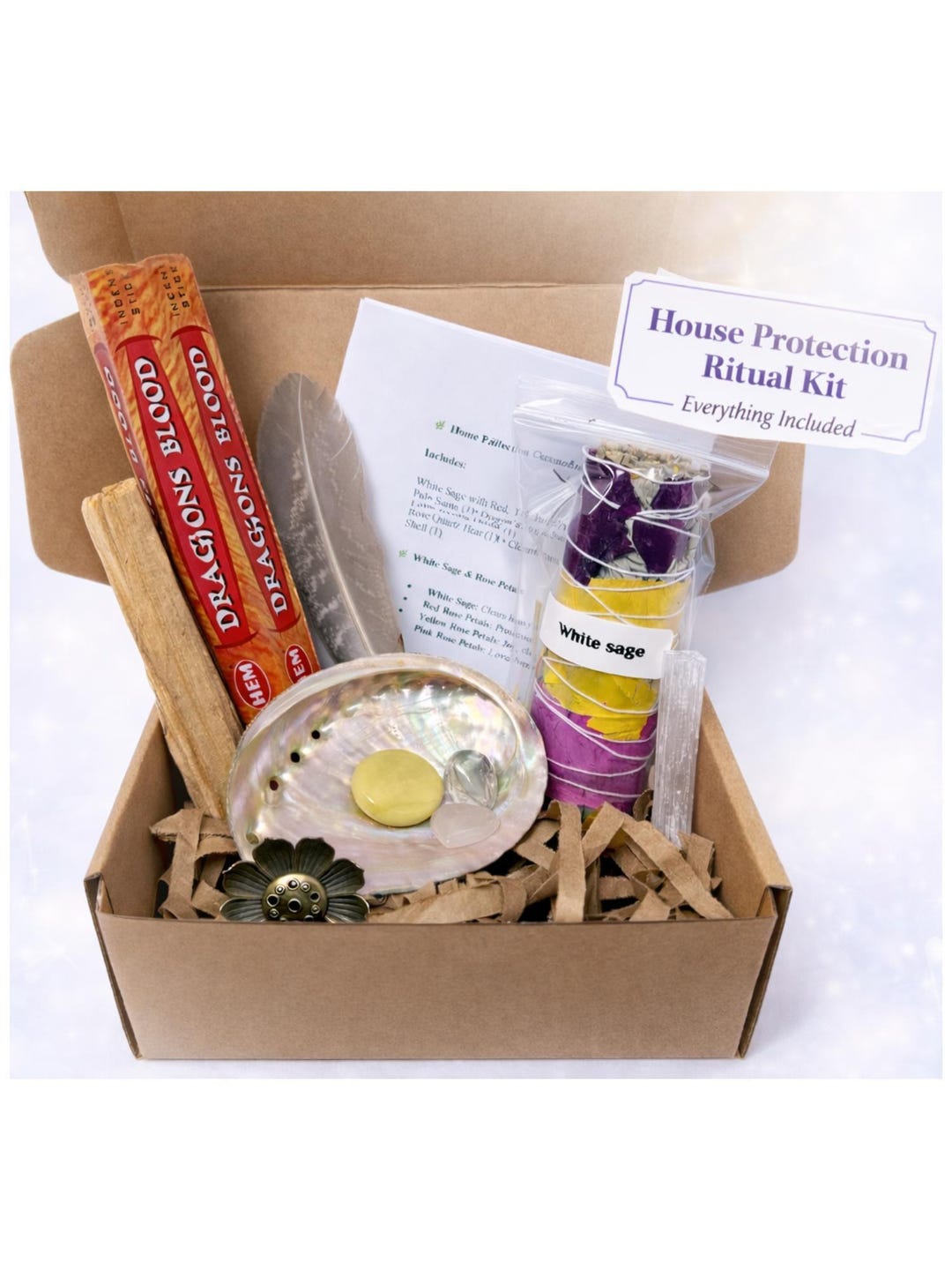 Banishing and Protection Ritual Kit: Home Cleansing Tools (crystals ...