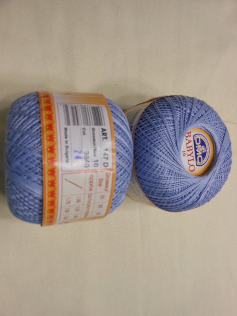 DMC BABYLO crochet thread size 10 blue..a little darker than Etsy