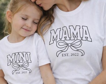 MINI Collegiate Bow Toddler Tee, Personalized Toddler Shirt, Matching Mama Family Set, Custom Year, Mom and Mini Outfit, Cute Toddler Gift