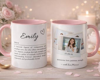 Personalized Name Definition Mug Custom Photo Collage Gift Custom Text Coffee Cup Unique Gift Idea Birthday Anniversary Family Keepsake
