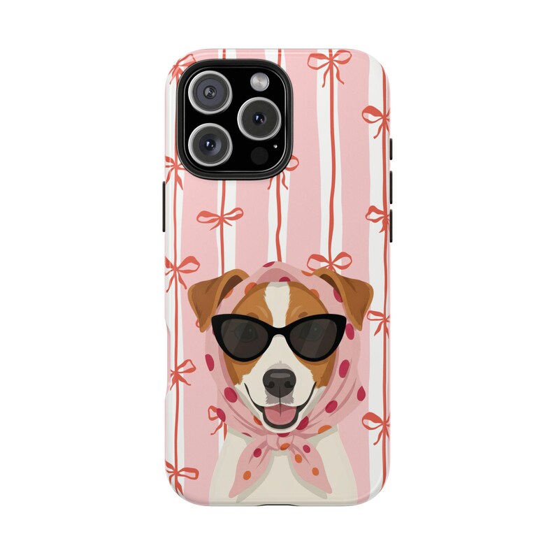 Personalized Cute Dog Phone Case for iPhone 17 16 15 14 13 12 11 Pro Max & Samsung Galaxy S25 S24 S23 S22 S21, Puppy Aesthetic Cover Gift 2. Pink Bow