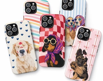 Personalized Cute Dog Phone Case for iPhone 17 16 15 14 13 12 11 Pro Max & Samsung Galaxy S25 S24 S23 S22 S21, Puppy Aesthetic Cover Gift