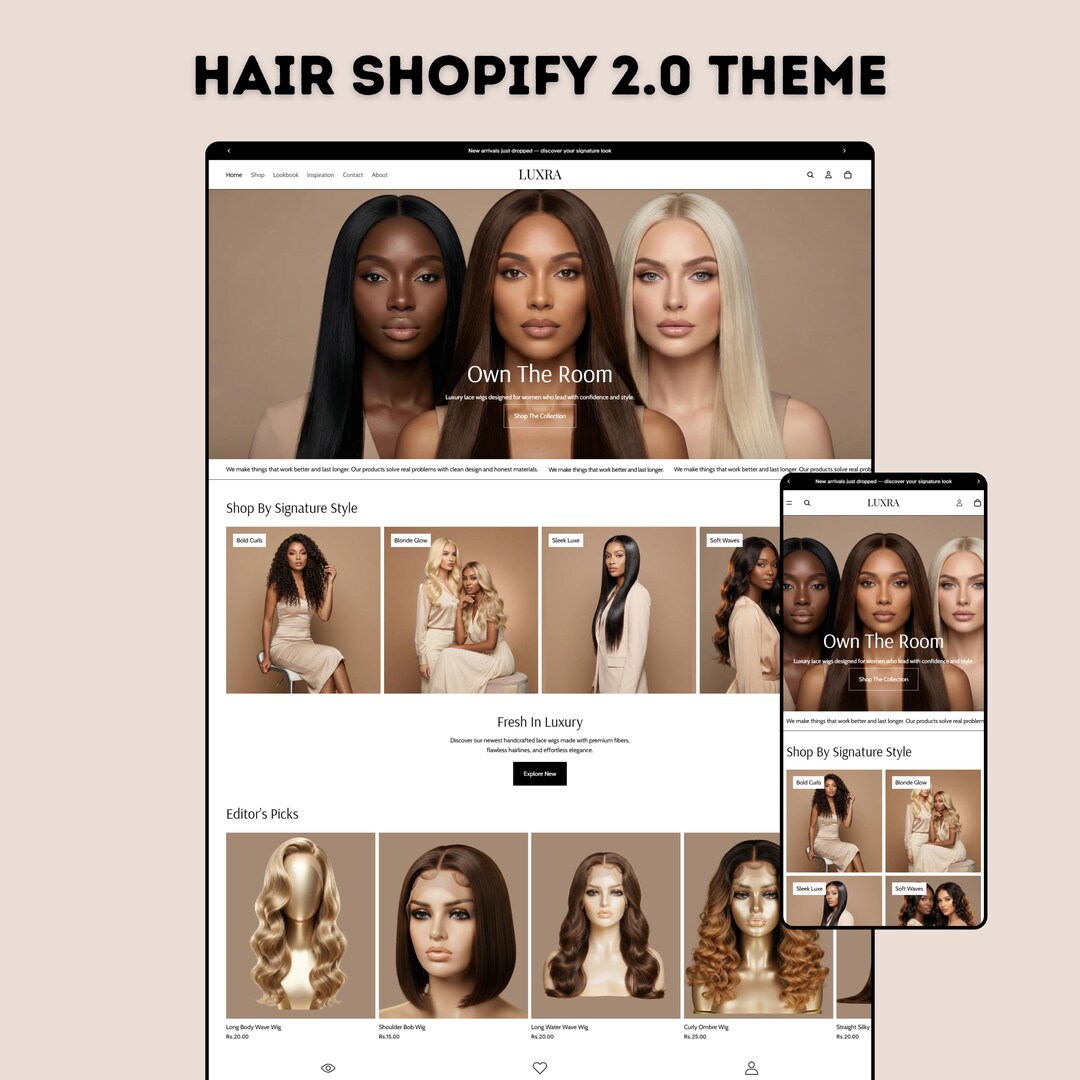 Luxury Hair Shopify Theme, Website Template, Wig & Extension Store ...