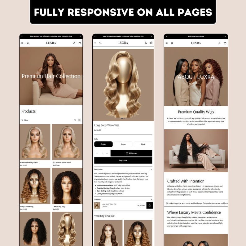 Luxury Hair Shopify Theme, Website Template, Wig & Extension Store ...
