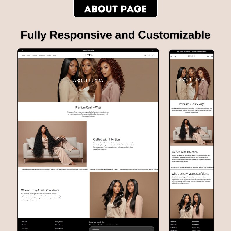 Luxury Hair Shopify Theme, Website Template, Wig & Extension Store ...