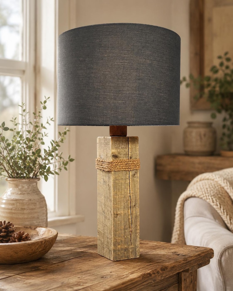 Detail of reclaimed timber and natural jute