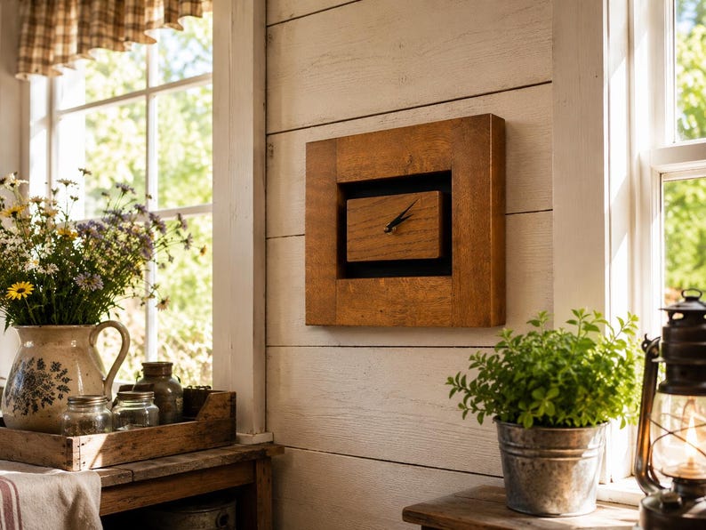 Handmade oak wall or mantel clock