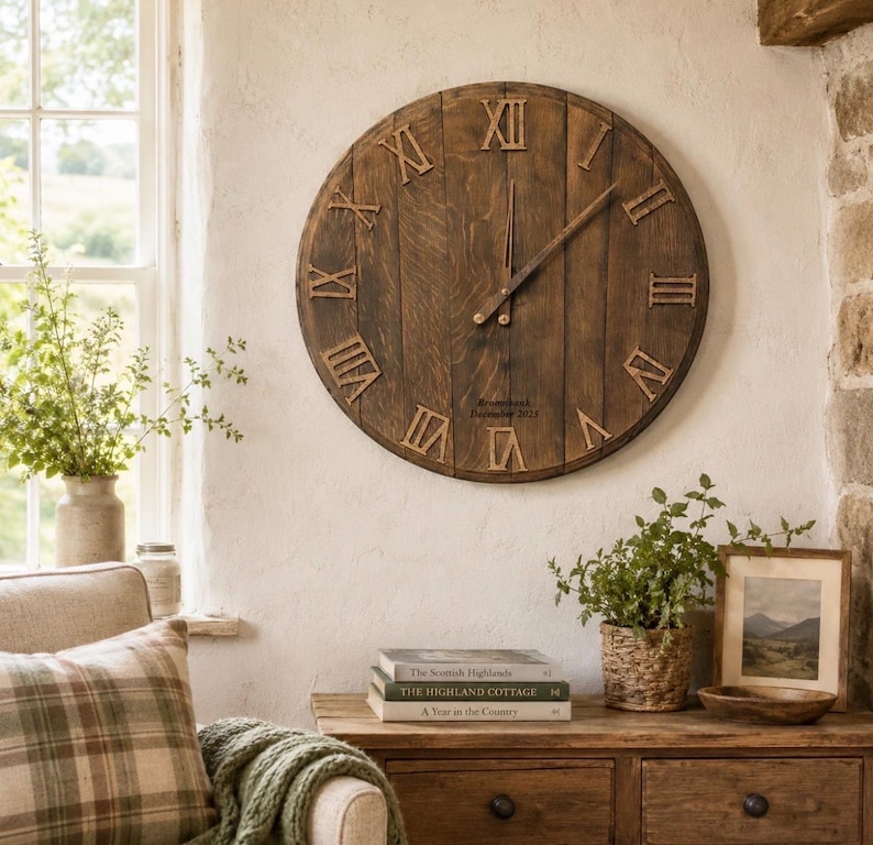 Close view of the barrel-lid clock face