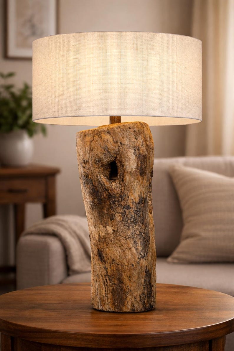 Unique driftwood table lamp from another angle