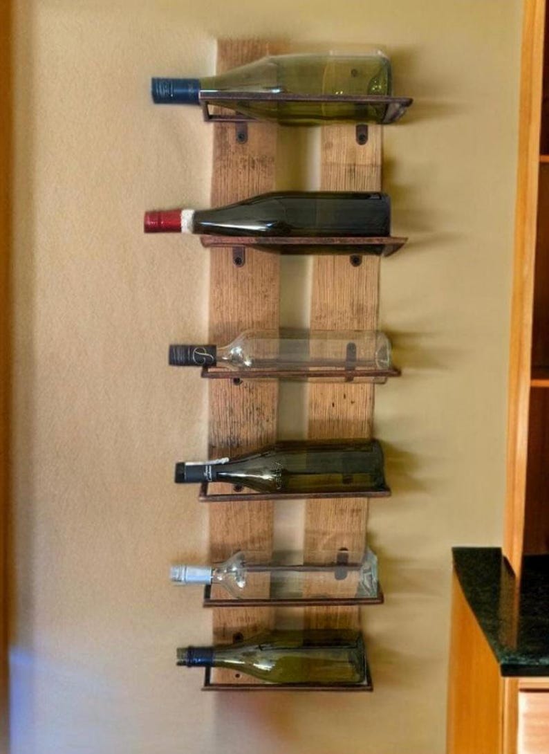 Oak whisky barrel stave wall-mounted wine rack