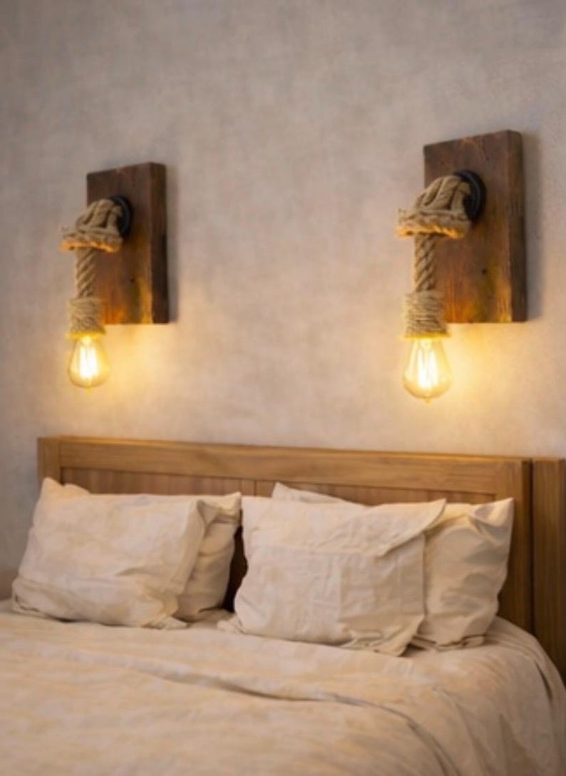 Original hemp-rope wall sconce design