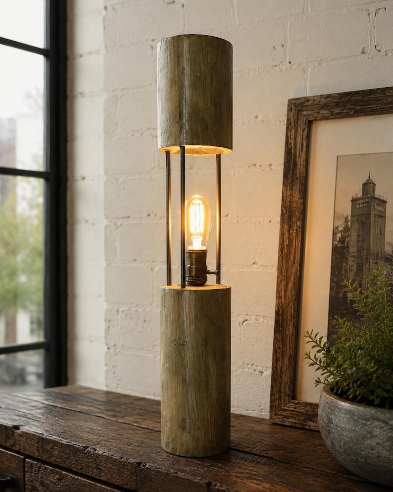 Farmhouse bedside lamp from another angle