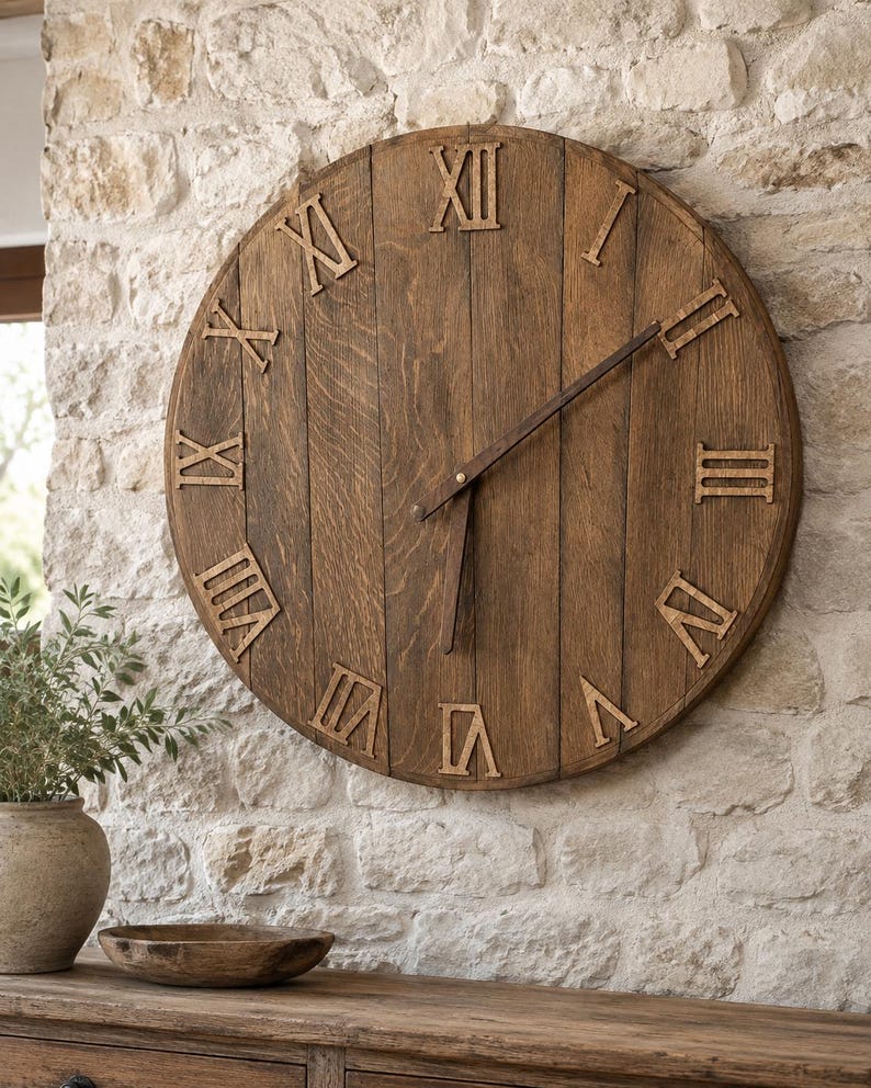 Large Scottish whisky barrel lid wall clock