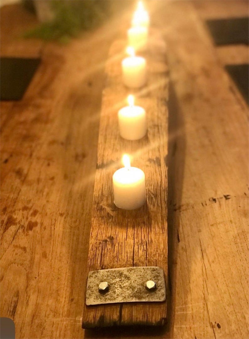 Scottish oak tea-light holder from another angle