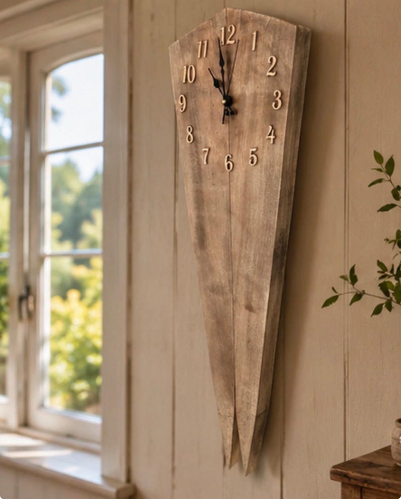 One-metre rustic clock mounted on a wall