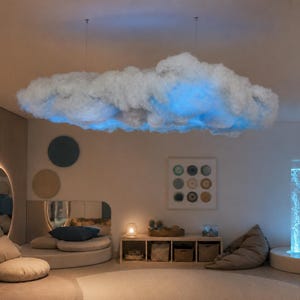 Handmade LED Cloud Ceiling Light, Sound Activated Sensory Decor, Kids Bedroom Night Light