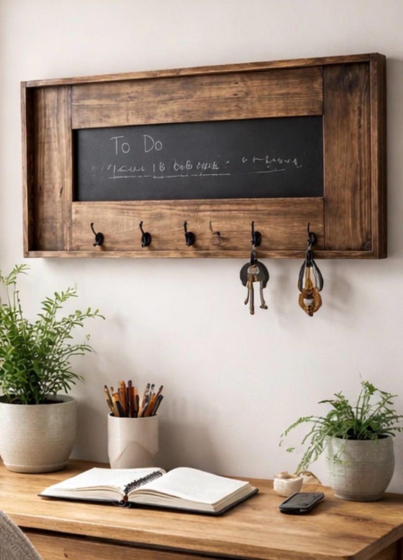 Reclaimed wood hallway organiser from another angle
