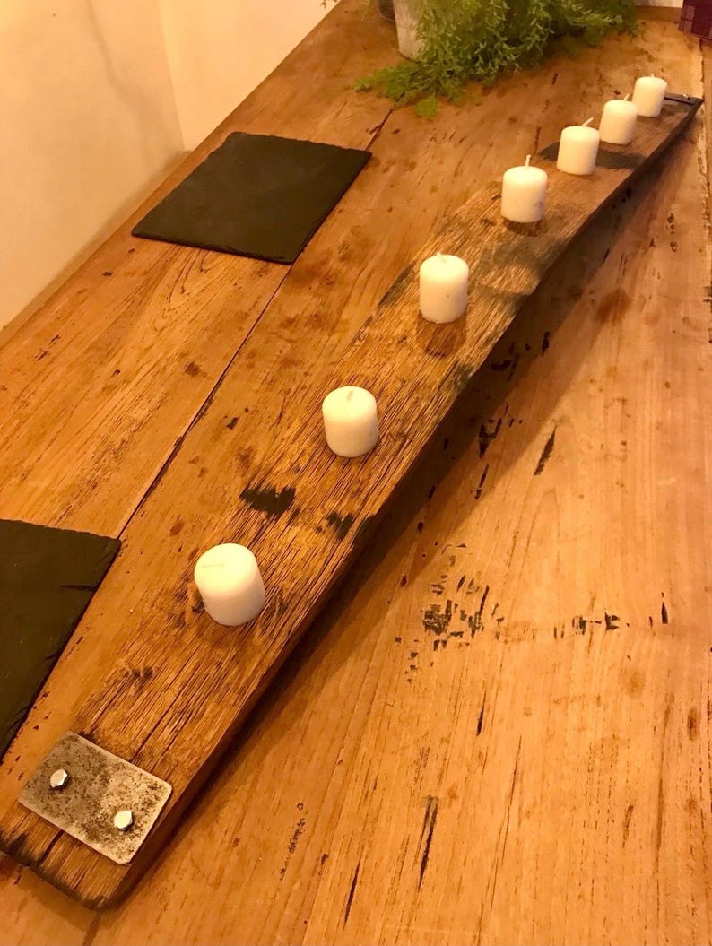 Scottish oak whisky barrel stave tea-light holder