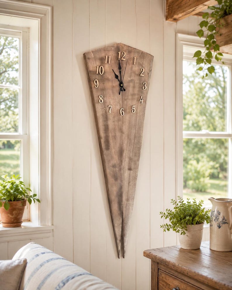 Extra-large one-metre rustic wooden wall clock