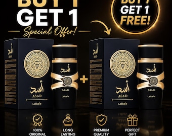 Lattafa Asad Men's Luxury Arabic Fragrance | Long Lasting (Buy 1 Get 1 Free)