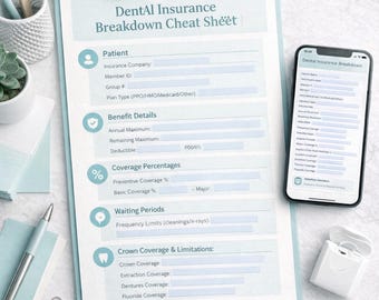 Dental Insurance Cheat Sheet | Fillable PDF for Front Desk Training