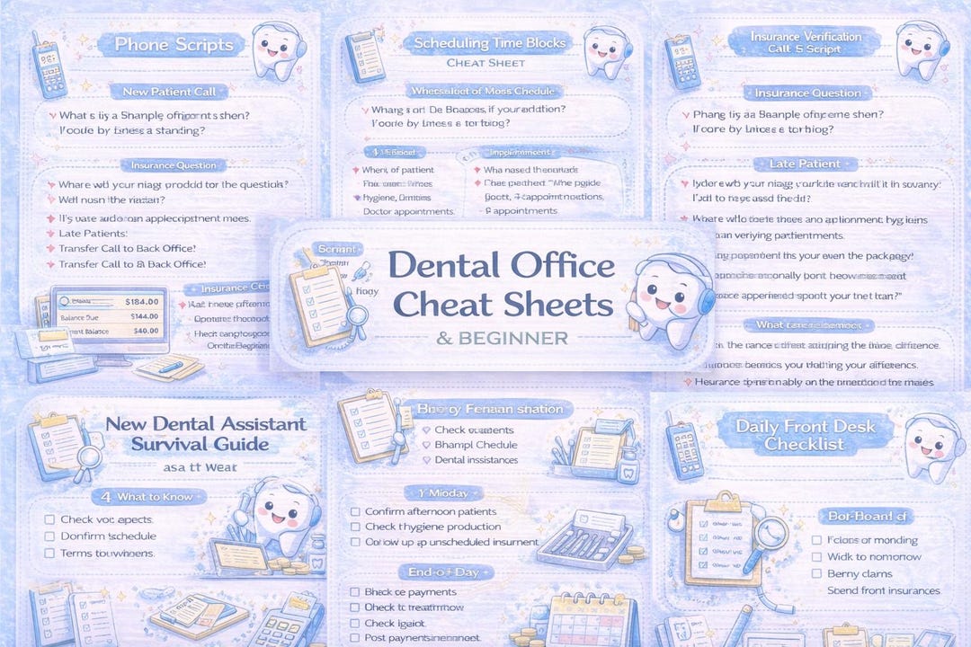 Dental Assistant Study Guide Bundle | Front Desk Training Cheat Sheets ...