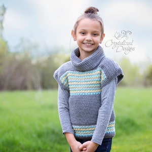 PDF Crochet PATTERN Avalon Shore Pullover Child Sizes image 1