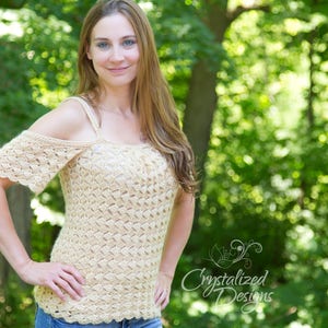 PDF Crochet PATTERN Cecelia Summer Tee, Adult Sizes