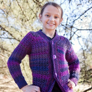 PDF Crochet PATTERN Angella Cardigan, Child Sizes image 1