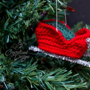 PDF Crochet PATTERN Santa&#39;s Sleigh Ornament