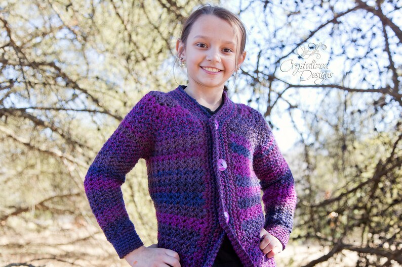 PDF Crochet PATTERN Angella Cardigan, Child Sizes image 1