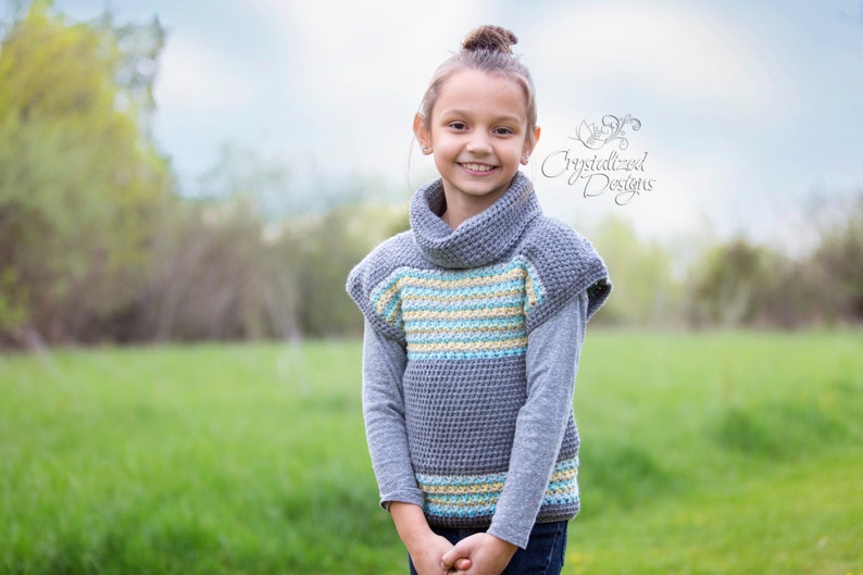 PDF Crochet PATTERN Avalon Shore Pullover Child Sizes image 1