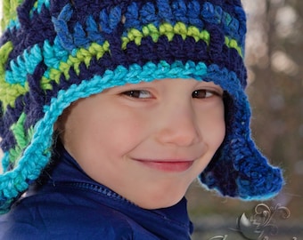 PDF Crochet PATTERN Whale Tail Beanie with Optional Ear Flaps