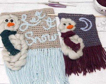 PDF Crochet PATTERN Snowman Wall Hanging