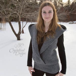 PDF Crochet PATTERN Rebecca Jean Hooded Vest, Adult Sizes