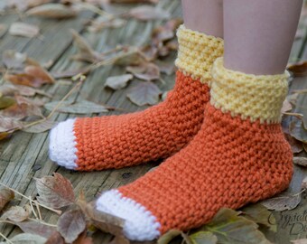 PDF Crochet PATTERN Candy Corn Socks, Child Sizes