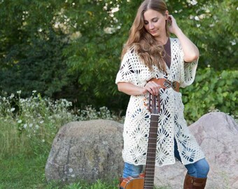 PDF Crochet PATTERN Crystalized Boho Cardigan