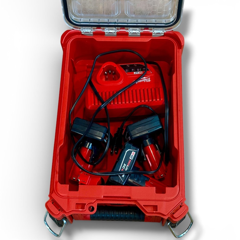 Milwaukee M12 Charger and Battery Insert for Packout Organizer | 3D Printed PETG Tool Storage image 7