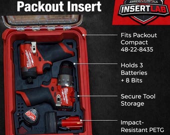 Milwaukee M12 Drill & Impact Packout Insert | Fits 3404-20 and 3453-20 | Compact Organizer 48-22-8435