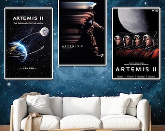No Frame - Artemis II To The Moon And Beyond Poster, Artemis 2026 Back to the Moon Poster,Retro Manned Lunar Mission Poster for Science Fans