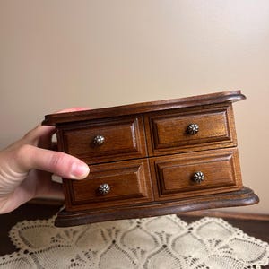 Mini joyero de madera vintage – Organizador de tocador estilo cottagecore