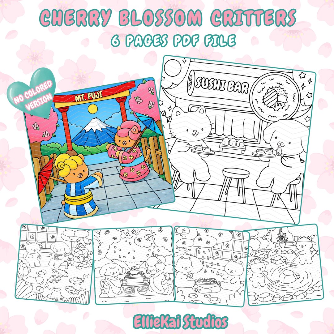 Springtime Critters Cherry Blossom Animal Coloring Pages: Springtime Critters (PDF Download ...