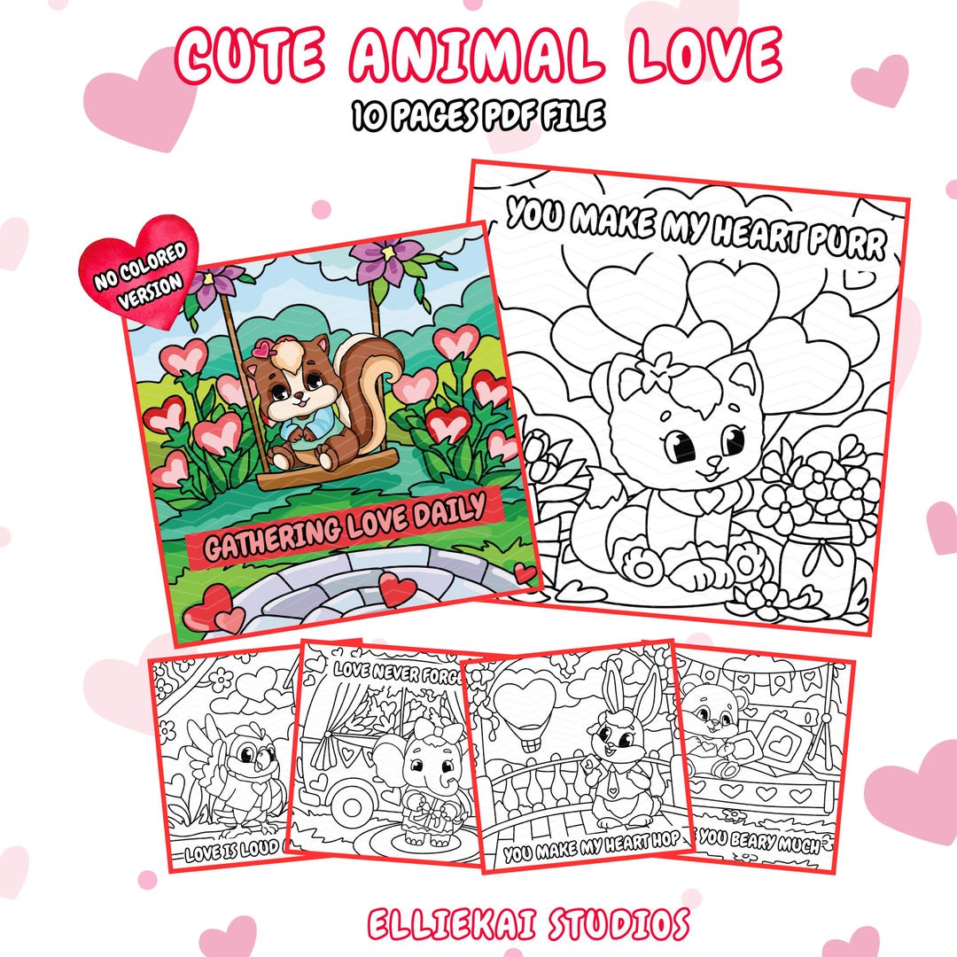 Animal Coloring Pages - Motivational Love Quotes (10 Page PDF File - Etsy