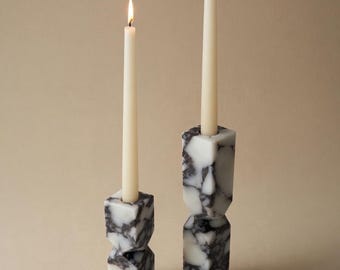 Portavelas de mármol Calacatta Viola