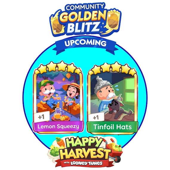Golden Blitz Event - Monopoly_GO Stickers 5 Stars - ( Lemon Squeezy &  Tinfoil Hats )