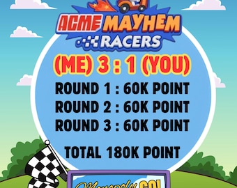 Monopoly_GO - Evento Acme Mayhem Racers - 60.000 puntos por vuelta (yo) 3:1 (tú)