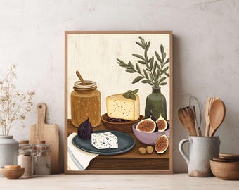 Kitchen Wall Art, Coffee Wall Art, Croissant Print, Cappuccino Art, Breakfast Decor, Kitchen Poster, Minimal Art, Scandi Scandinavian Art