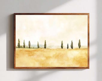 Neutral Wall Art, Abstract Print, Vintage Boho Poster, Rustic Minimal Landscape Watercolor Home Decor, Oil Painting