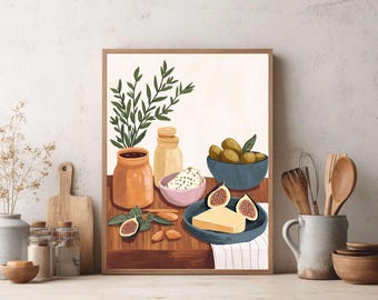 Kitchen Wall Art, Coffee Wall Art, Croissant Print, Cappuccino Art, Breakfast Decor, Kitchen Poster, Minimal Art, Scandi Scandinavian Art