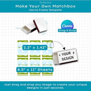 Matchbox Label Canva Template, Drag & Drop Frame (Digital Download)